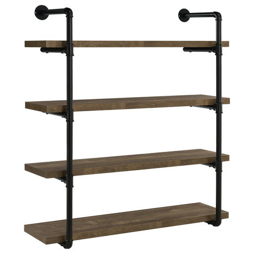 Elmcrest 40-inch Wall Shelf Black and Rustic Oak - U&U Home Budget Furniture (Carteret, NJ)