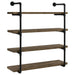 Elmcrest 40-inch Wall Shelf Black and Rustic Oak - U&U Home Budget Furniture (Carteret, NJ)