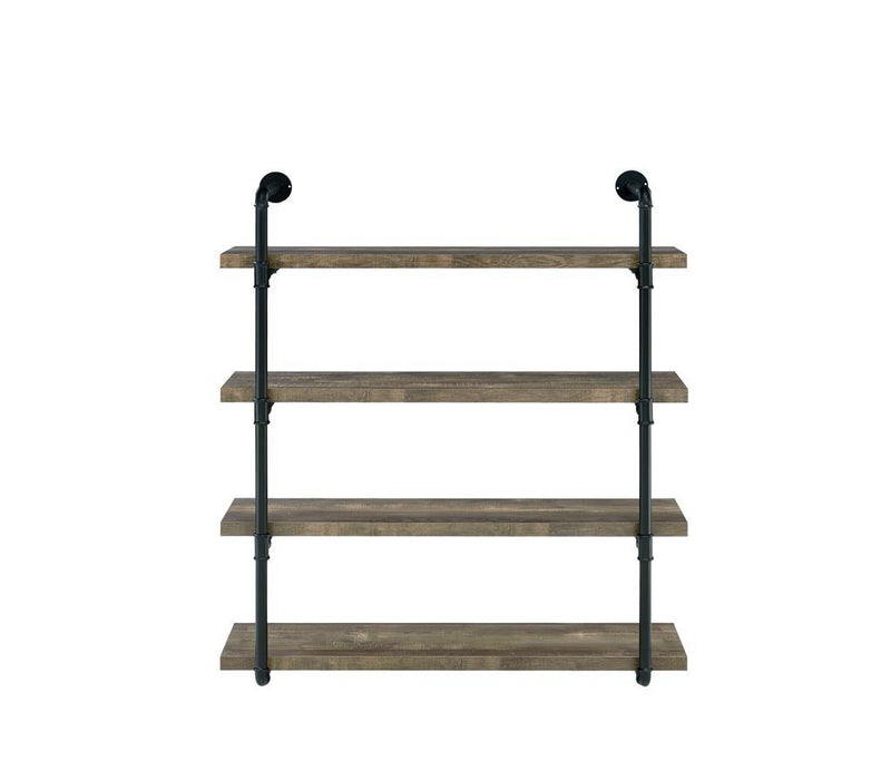 Elmcrest 40-inch Wall Shelf Black and Rustic Oak - U&U Home Budget Furniture (Carteret, NJ)