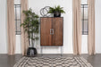 Borman 2-door Bar Cabinet Wine Storage Walnut and Black - U&U Home Budget Furniture (Carteret, NJ)