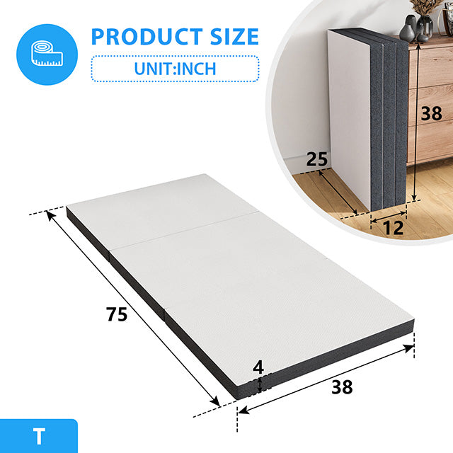 Hollyhock 4" Twin Tri-Fold Memory Foam Topper - U&U Home Budget Furniture (Carteret, NJ)