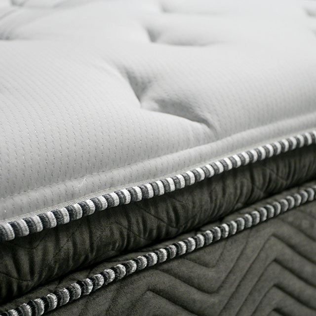 STORMIN White/Gray 13" Euro Pillow Top Mattress, E.King - U&U Home Budget Furniture (Carteret, NJ)