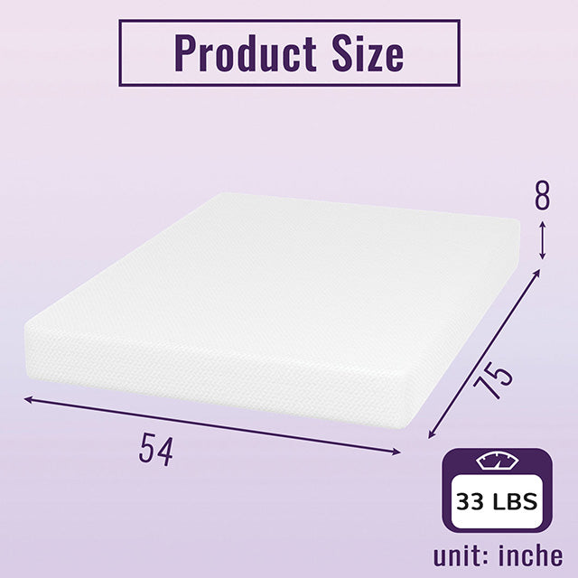 Nasturtium 8" Full Bamboo Charcoal Infused Memory Foam - U&U Home Budget Furniture (Carteret, NJ)