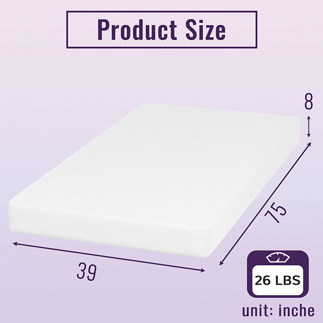 Nasturtium 8" Twin Bamboo Charcoal Infused Memory Foam - U&U Home Budget Furniture (Carteret, NJ)
