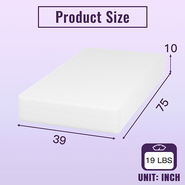 Nasturtium 10" Twin Bamboo Charcoal Infused Memory Foam - U&U Home Budget Furniture (Carteret, NJ)