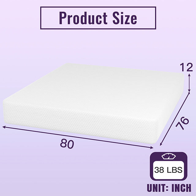 Nasturtium 12" E.King Bamboo Charcoal Infused Memory Foam - U&U Home Budget Furniture (Carteret, NJ)