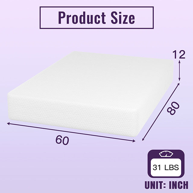 Nasturtium 12" Queen Bamboo Charcoal Infused Memory Foam - U&U Home Budget Furniture (Carteret, NJ)