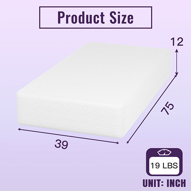 Nasturtium 12" Twin Bamboo Charcoal Infused Memory Foam - U&U Home Budget Furniture (Carteret, NJ)