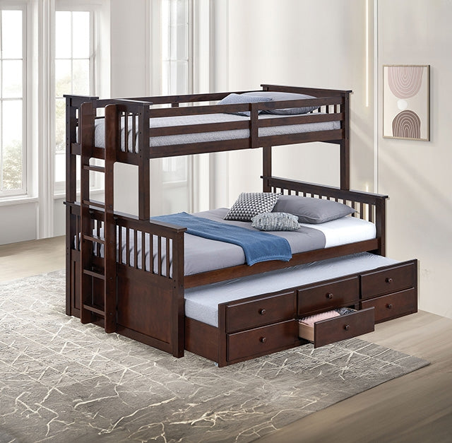 University Twin/Full Bunk Bed Grey, Walnut, & White - U&U Home Budget Furniture (Carteret, NJ)