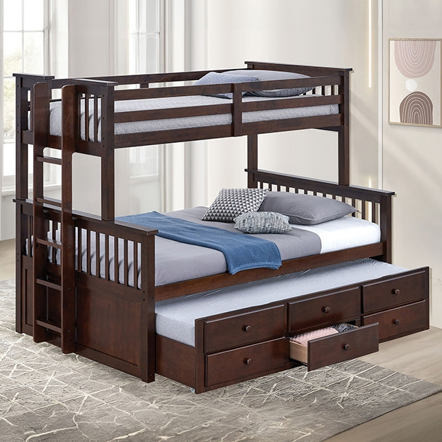 University Twin/Full Bunk Bed Grey, Walnut, & White - U&U Home Budget Furniture (Carteret, NJ)