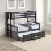 University Twin/Full Bunk Bed Grey, Walnut, & White - U&U Home Budget Furniture (Carteret, NJ)