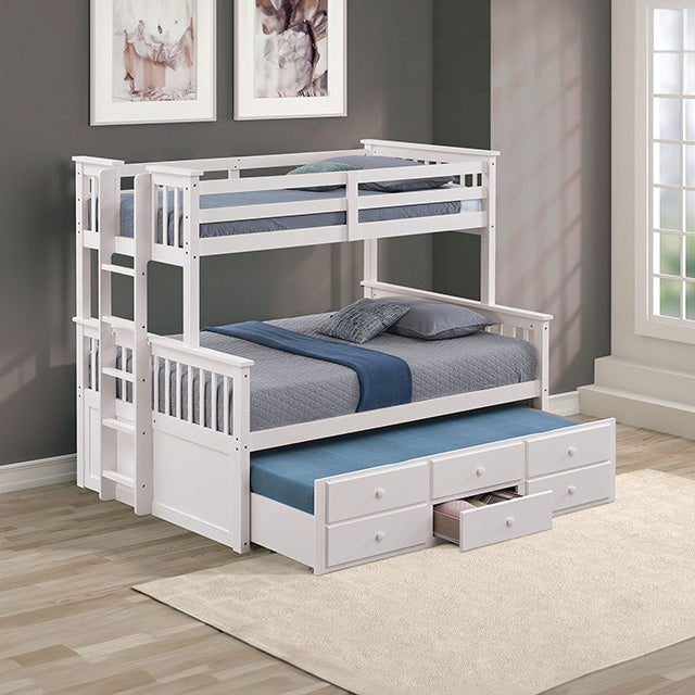 University Twin/Full Bunk Bed Grey, Walnut, & White - U&U Home Budget Furniture (Carteret, NJ)