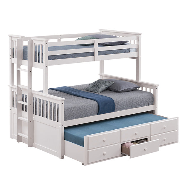 University Twin/Full Bunk Bed Grey, Walnut, & White - U&U Home Budget Furniture (Carteret, NJ)