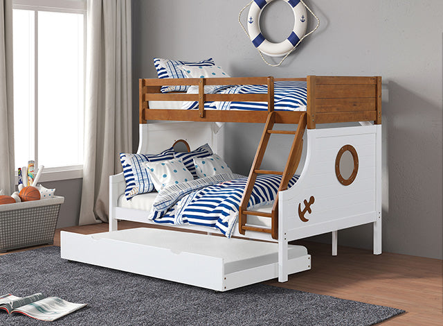 Nautia Twin/Full Bunk Bed Black & White - U&U Home Budget Furniture (Carteret, NJ)