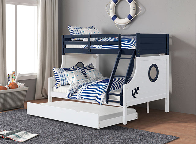 Nautia Twin/Full Bunk Bed Black & White - U&U Home Budget Furniture (Carteret, NJ)