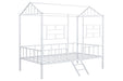 Rhonda Twin Loft Bed White, Silver, & Black - U&U Home Budget Furniture (Carteret, NJ)
