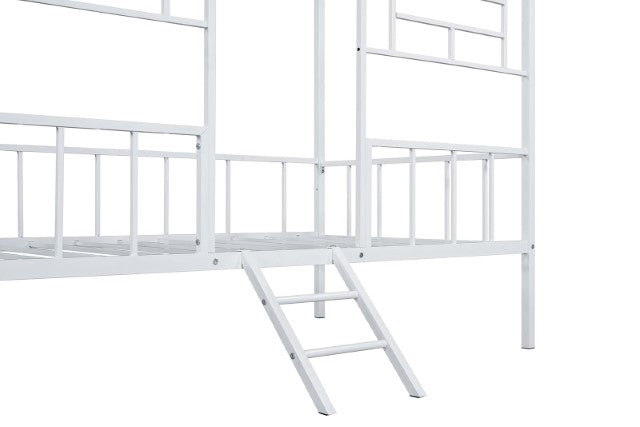 Rhonda Twin Loft Bed White, Silver, & Black - U&U Home Budget Furniture (Carteret, NJ)