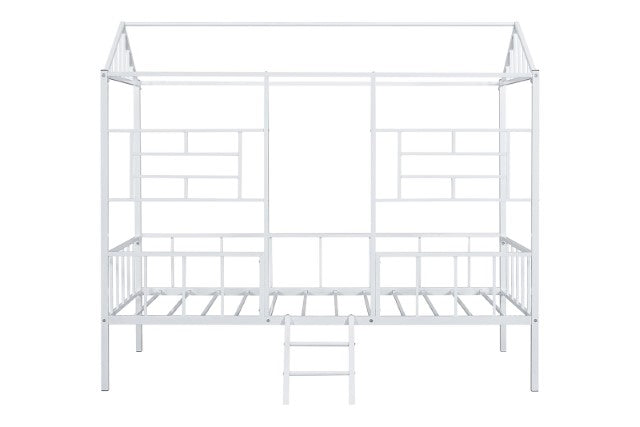 Rhonda Twin Loft Bed White, Silver, & Black - U&U Home Budget Furniture (Carteret, NJ)