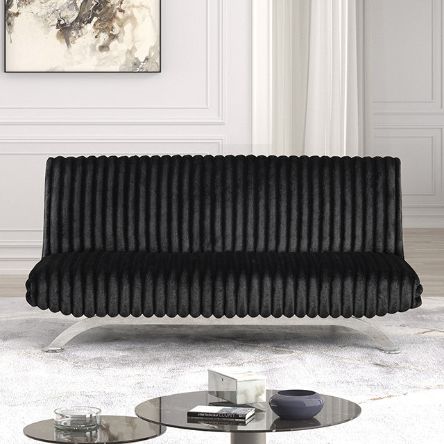 Villeneuve Futon Sofa Bed Black, Pink, & Grey - U&U Home Budget Furniture (Carteret, NJ)