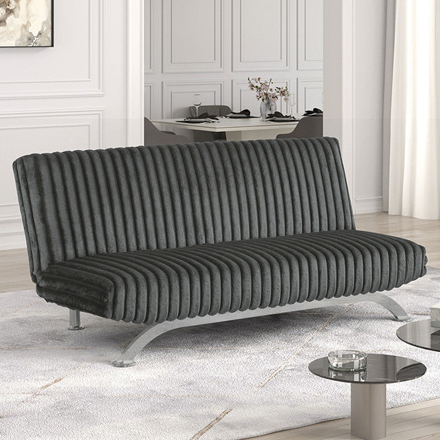 Villeneuve Futon Sofa Bed Black, Pink, & Grey - U&U Home Budget Furniture (Carteret, NJ)