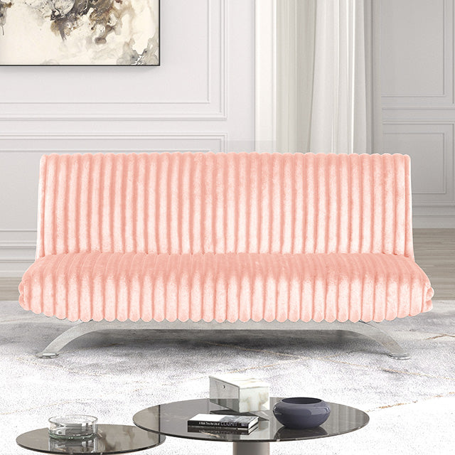Villeneuve Futon Sofa Bed Black, Pink, & Grey - U&U Home Budget Furniture (Carteret, NJ)