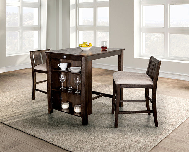 Lescles 3 Pc Counter Ht Set (1 Table + 2 Chairs) - U&U Home Budget Furniture (Carteret, NJ)