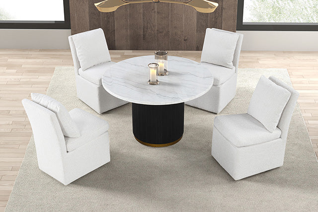 Varde 5 Pc Dining Table Set White - U&U Home Budget Furniture (Carteret, NJ)