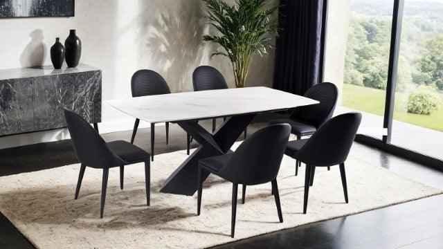 Lenvik 7 Pc Dining Table Set White - U&U Home Budget Furniture (Carteret, NJ)