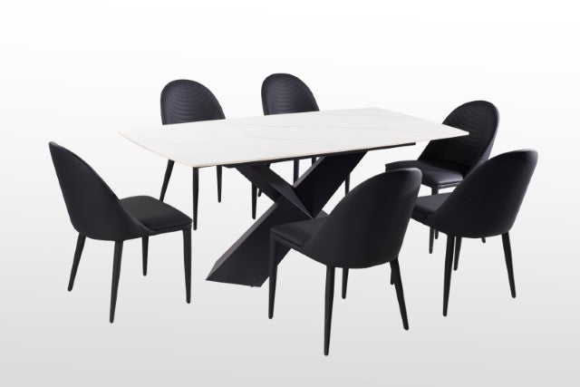 Lenvik 7 Pc Dining Table Set White - U&U Home Budget Furniture (Carteret, NJ)