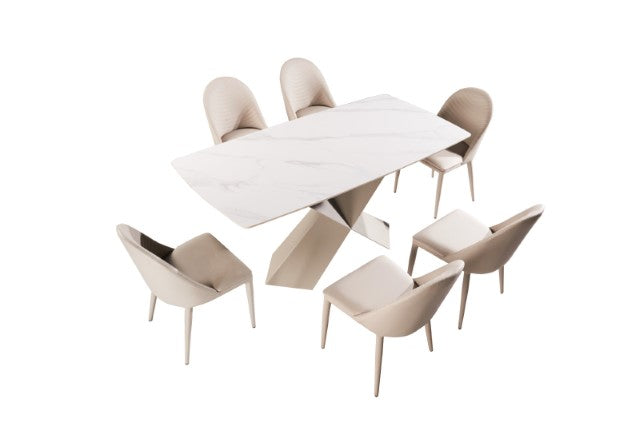 Lenvik 7 Pc Dining Table Set - U&U Home Budget Furniture (Carteret, NJ)