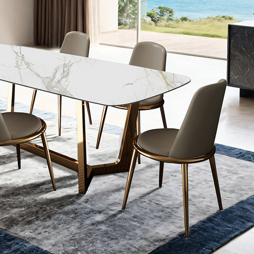 Norelli 7 Pc Dining Table Set Gold - U&U Home Budget Furniture (Carteret, NJ)