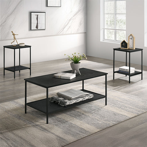 Pallas 3 Pc. Table Set Black - U&U Home Budget Furniture (Carteret, NJ)