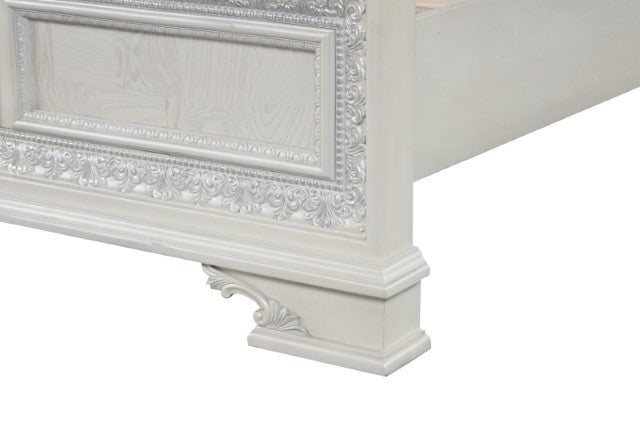 Stella Mia 4 Pc 5 Pc Queen Bedroom Set White & White - U&U Home Budget Furniture (Carteret, NJ)