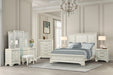 Stella Mia 4 Pc 5 Pc Queen Bedroom Set White & White - U&U Home Budget Furniture (Carteret, NJ)