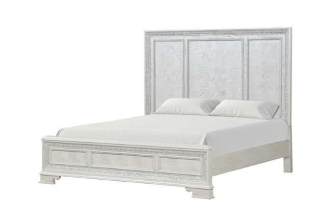 Stella Mia 4 Pc 5 Pc Queen Bedroom Set White & White - U&U Home Budget Furniture (Carteret, NJ)
