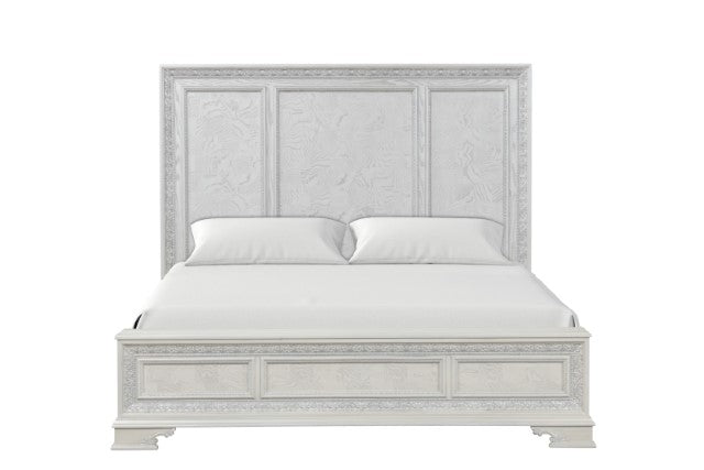 Stella Mia 4 Pc 5 Pc Queen Bedroom Set White & White - U&U Home Budget Furniture (Carteret, NJ)