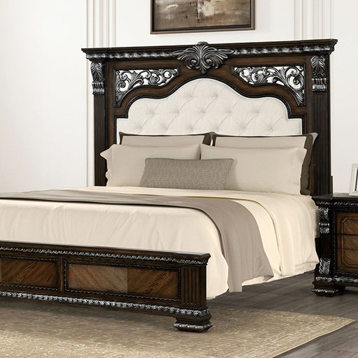 Promenade E.King & Queen Bed Brown & White - U&U Home Budget Furniture (Carteret, NJ)