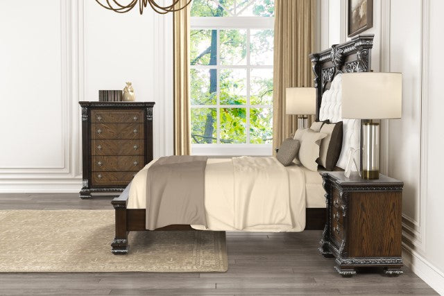 Promenade Bed Dark Brown & White - U&U Home Budget Furniture (Carteret, NJ)