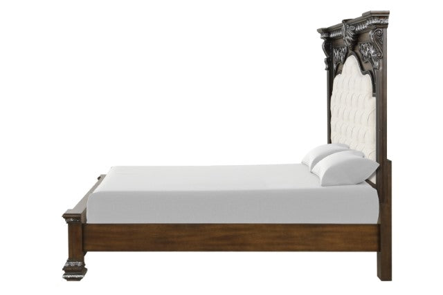 Promenade Bed Dark Brown & White - U&U Home Budget Furniture (Carteret, NJ)