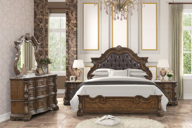 Leovanni 4 Pc Queen Bedroom Set Brown - U&U Home Budget Furniture (Carteret, NJ)
