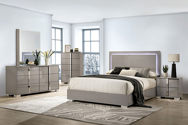 Sinistra Bed Beige, Black, White - U&U Home Budget Furniture (Carteret, NJ)