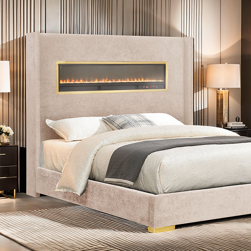 Danvers Bed Beige, Black, & Grey - U&U Home Budget Furniture (Carteret, NJ)