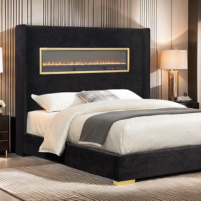 Danvers Bed Beige, Black, & Grey - U&U Home Budget Furniture (Carteret, NJ)