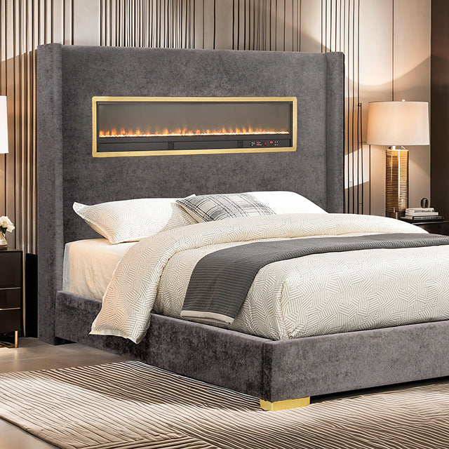 Danvers Bed Beige, Black, & Grey - U&U Home Budget Furniture (Carteret, NJ)