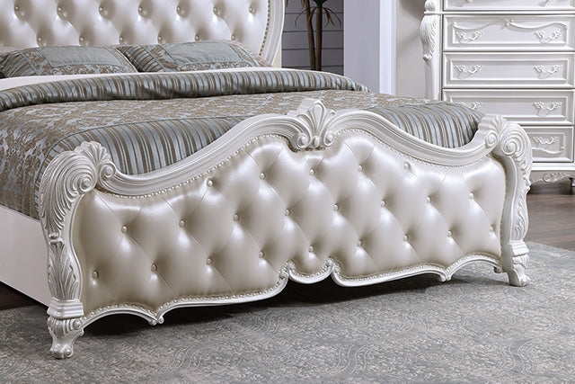 Ventresca Bed White & Chrome - U&U Home Budget Furniture (Carteret, NJ)
