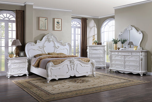 Ventresca E.King & Queen Bed White & Chrome - U&U Home Budget Furniture (Carteret, NJ)