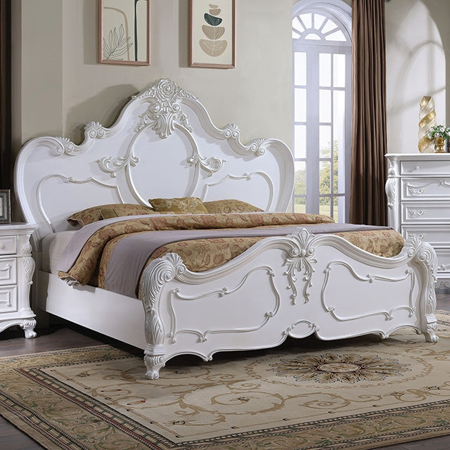 Roselli Bed Chrome & White - U&U Home Budget Furniture (Carteret, NJ)