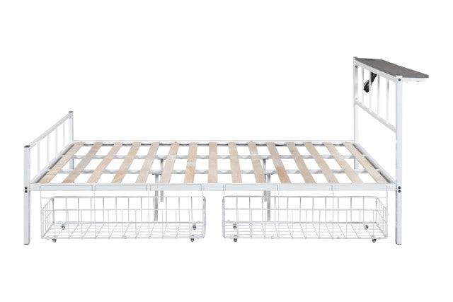 Nicoli Queen Metal Bed With Underbed Storage - U&U Home Budget Furniture (Carteret, NJ)