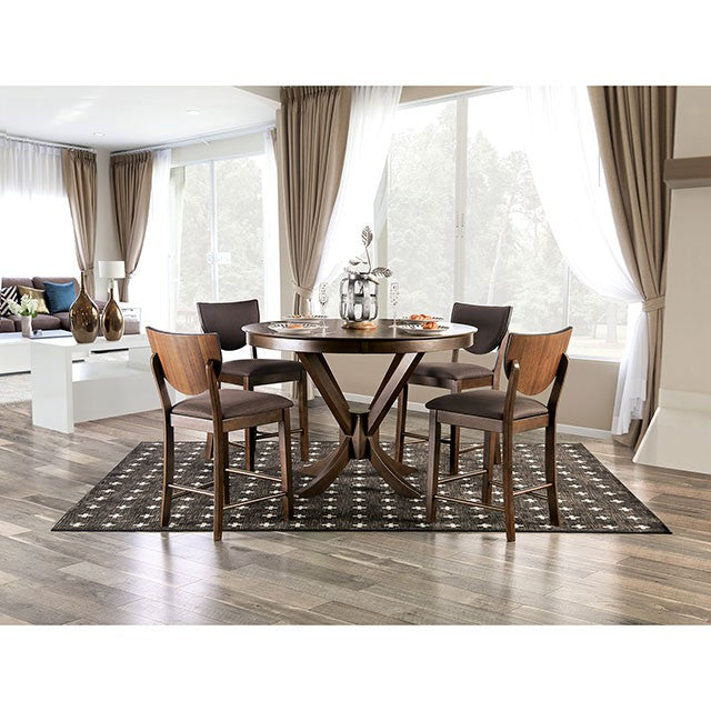 Marina 5 PC Dining Table Set Walnut - U&U Home Budget Furniture (Carteret, NJ)