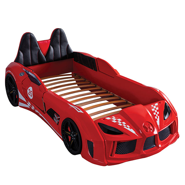Trackster Bed White, Red,, Black, & Blue - U&U Home Budget Furniture (Carteret, NJ)